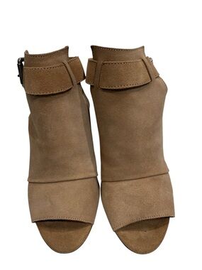 Women’s Taupe Suede Open-Toe Ankle Mules